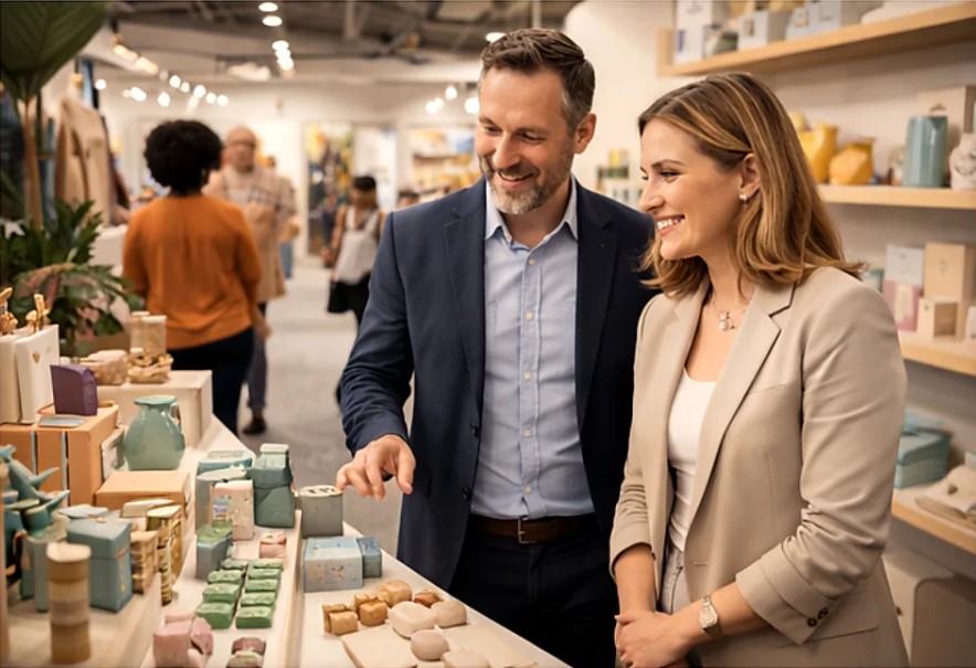 Wholesale showroom exchange between business partners